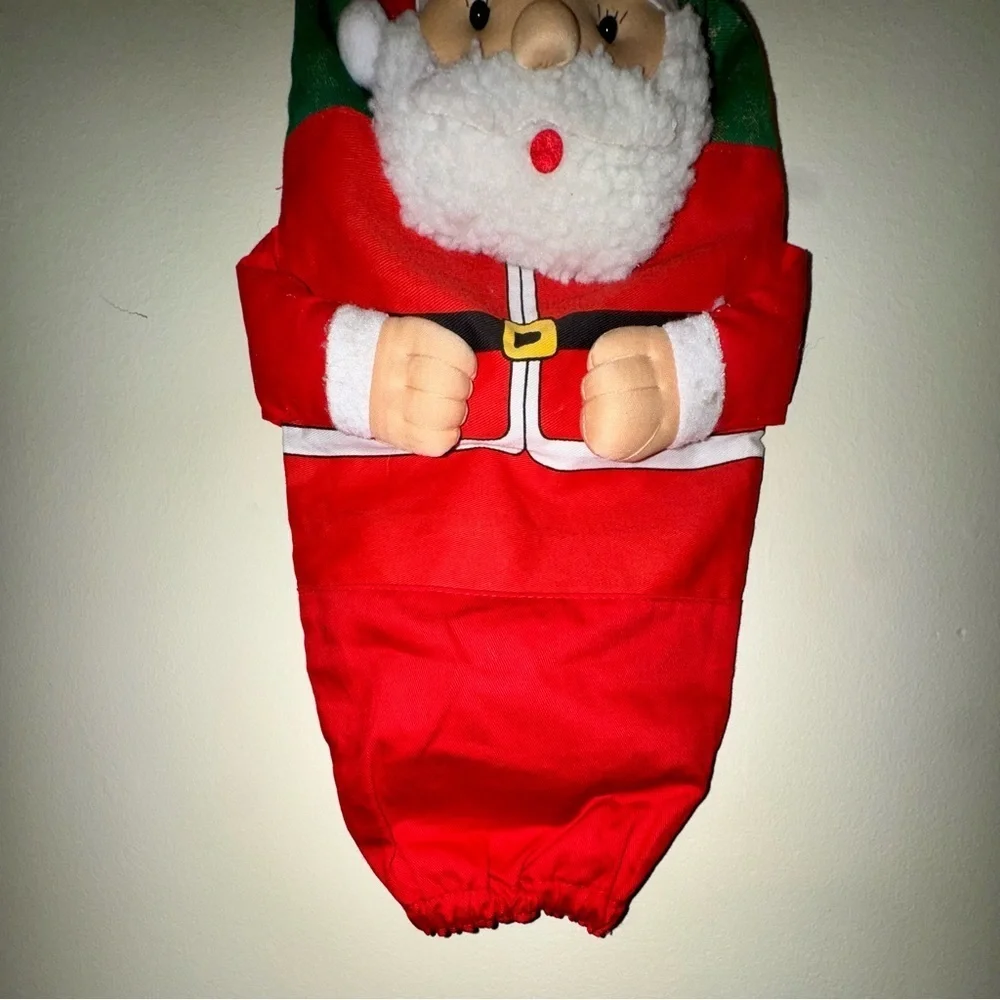 Vintage Festive Santa Claus Hanging Plastic Bag Holder Dispenser